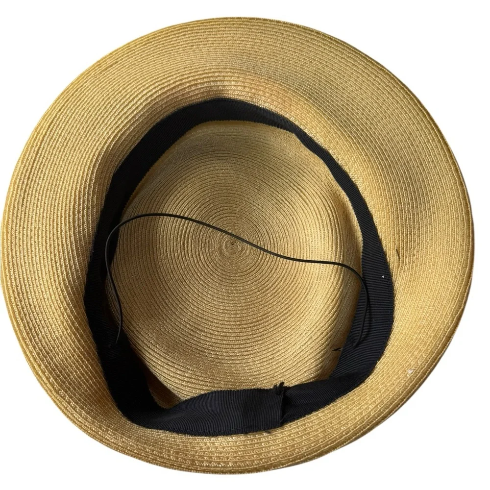 1940s Straw Hat w/Velvet‎ Ribbon & Netting - Picture 6 of 6